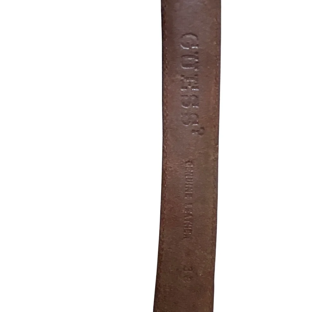 Retro 90's Guess Brown Mens Leather Belt Size 38 Made in Argentina Chic Vintage